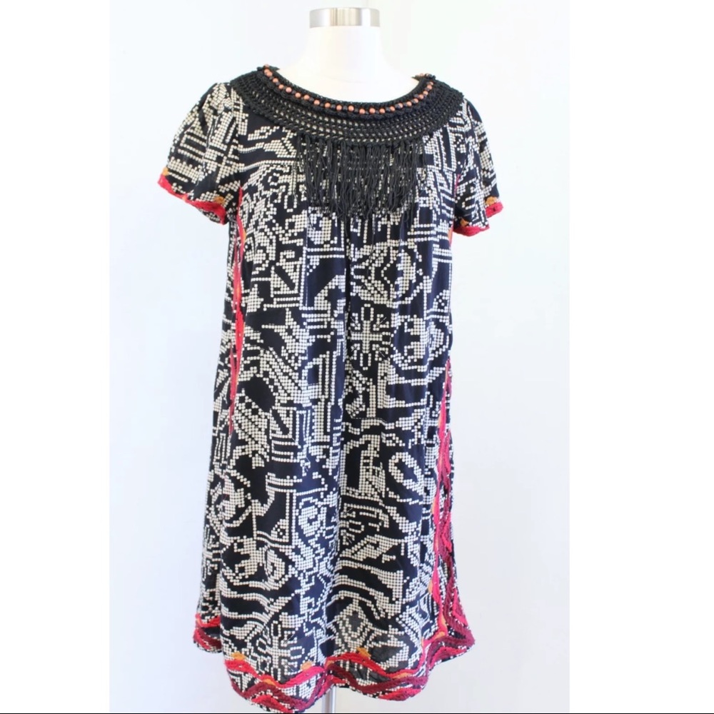 Floreat Abelia Fringe Embroidered Beaded Dress - Picture 3 of 9